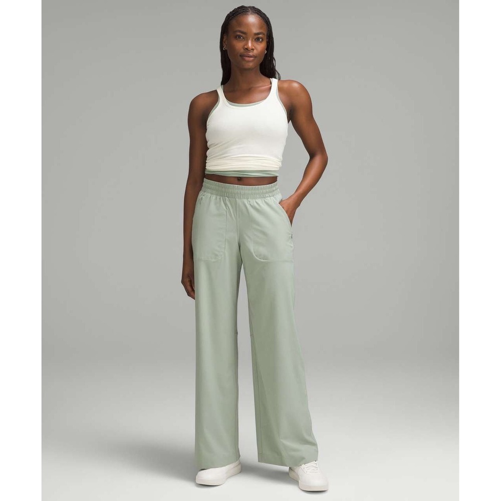 Lululemon Swift Stretch High Rise Wide Leg Pant in Sage Green | Size 10